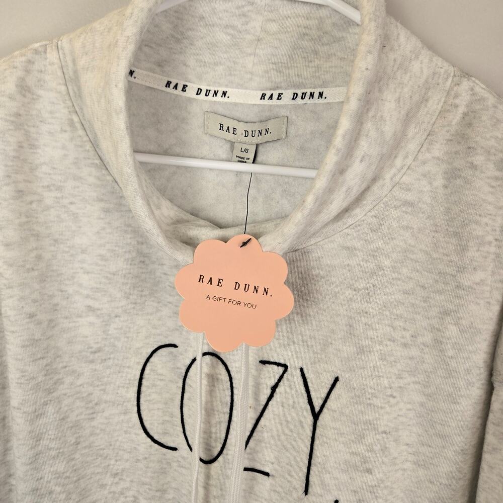 Rae Dunn COZY Cowl Pullover Sweatshirt Women's L/G Light Gray Heather Mock Neck - Picture 4 of 5